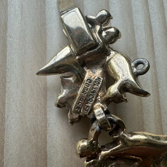 Vintage Hollycraft Bracelet 6.5 Lily of the Valley Rhinestone White Gold Plated